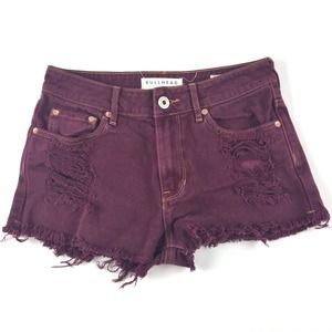 Bullhead denim wine maroon red purple cut off jean shorts size 3